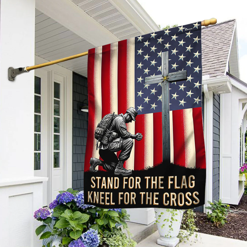American Flag with Cross Veterans Day Christ Flag  3-Day Shipping