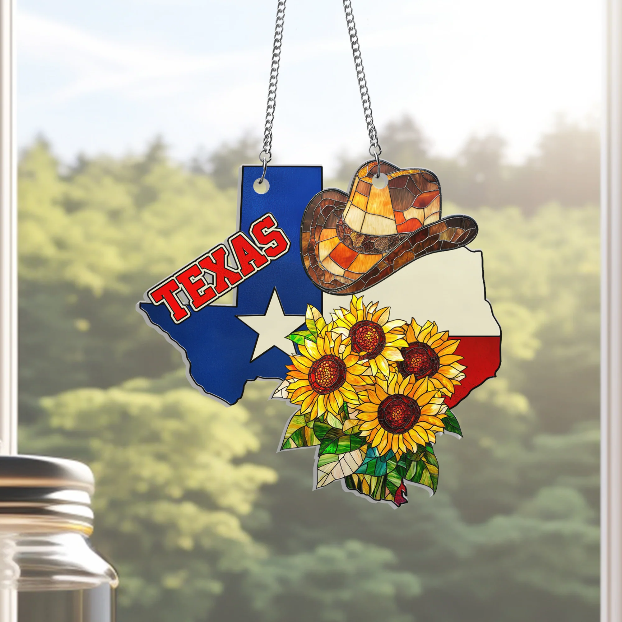 Texas Sunflower Acrylic Suncatcher Hanging Sign