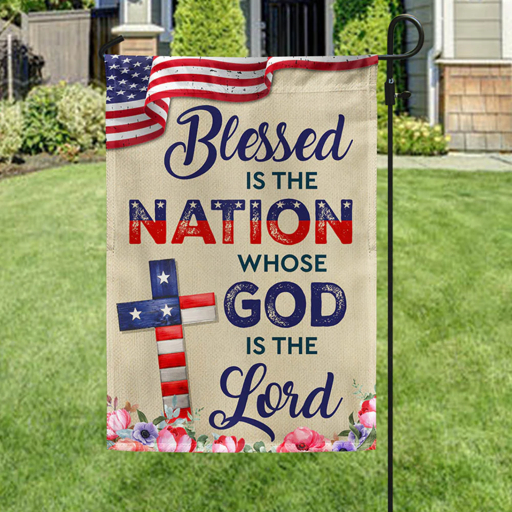 Bimipi American Flag - Blessed Is The Nation Whose  God Is The Lord Patriotic American Flag