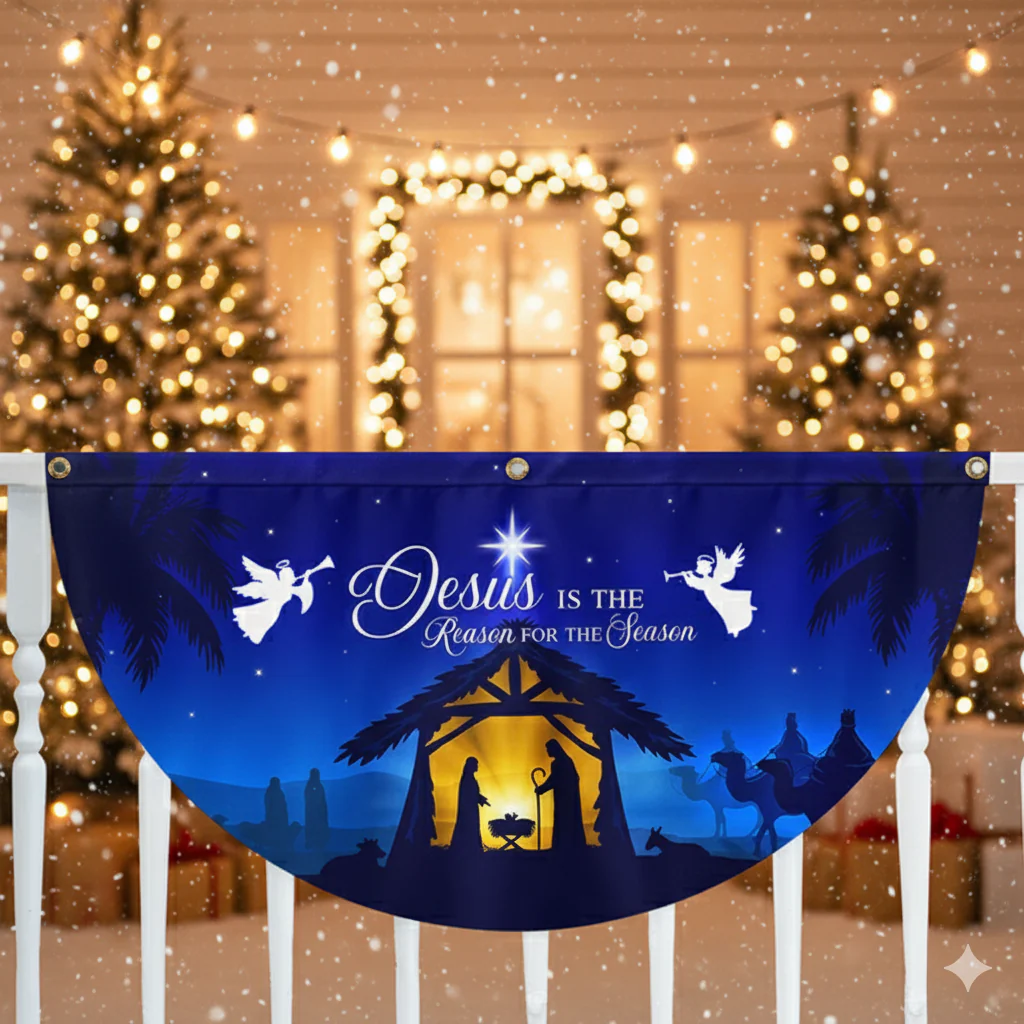 Jesus Is the Reason for the Season Fan Flag - Non-Pleated Christmas Décor  - 3-Day Shipping