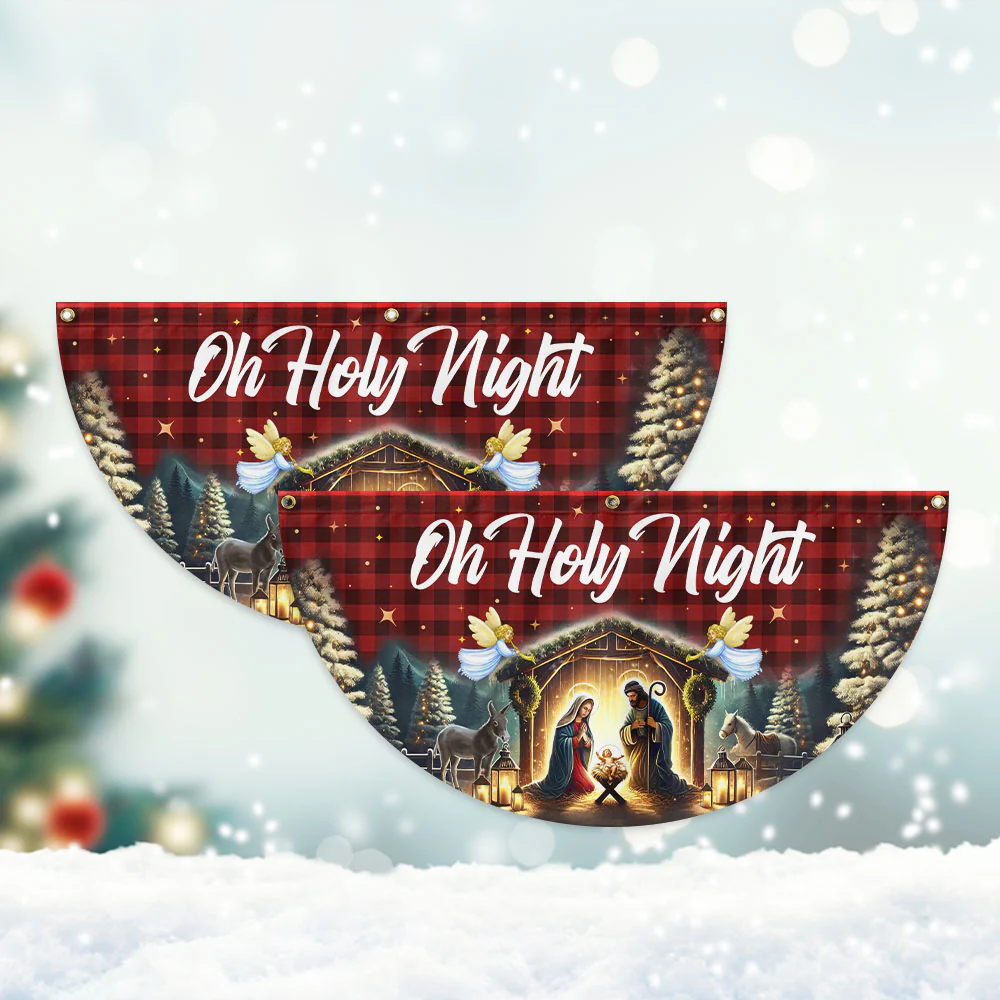 Nativity Of Jesus Christmas Silent Night Oh Holy Night Non-Pleated Fan Flag