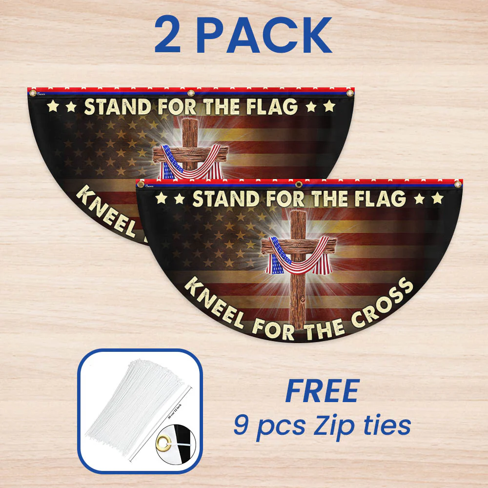 Stand For The Flag Kneel For The Cross Patriotic Non-pleated Fan Flag