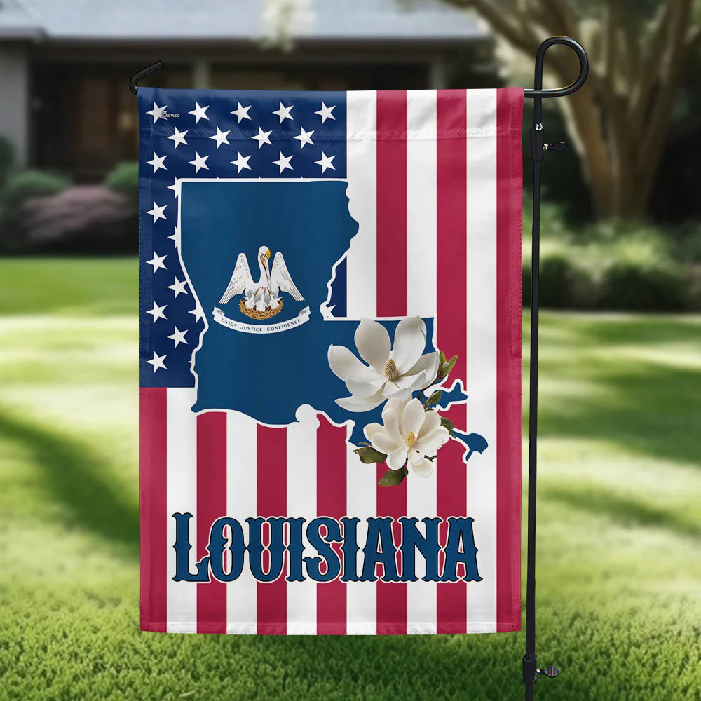 Louisiana State Magnolia American Flag