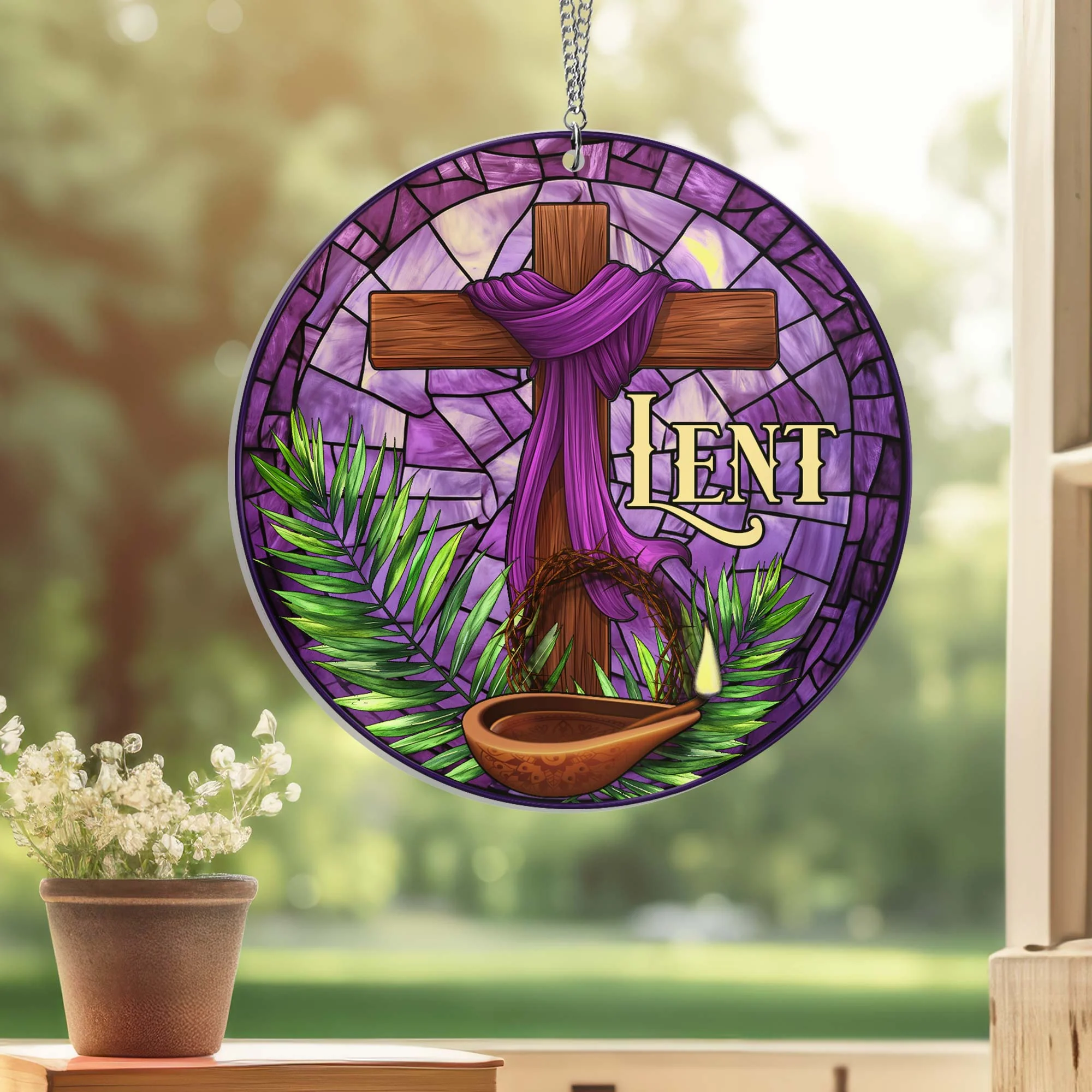 The Season of Lent Easter Acrylic Suncatcher Window Hanging Sign
