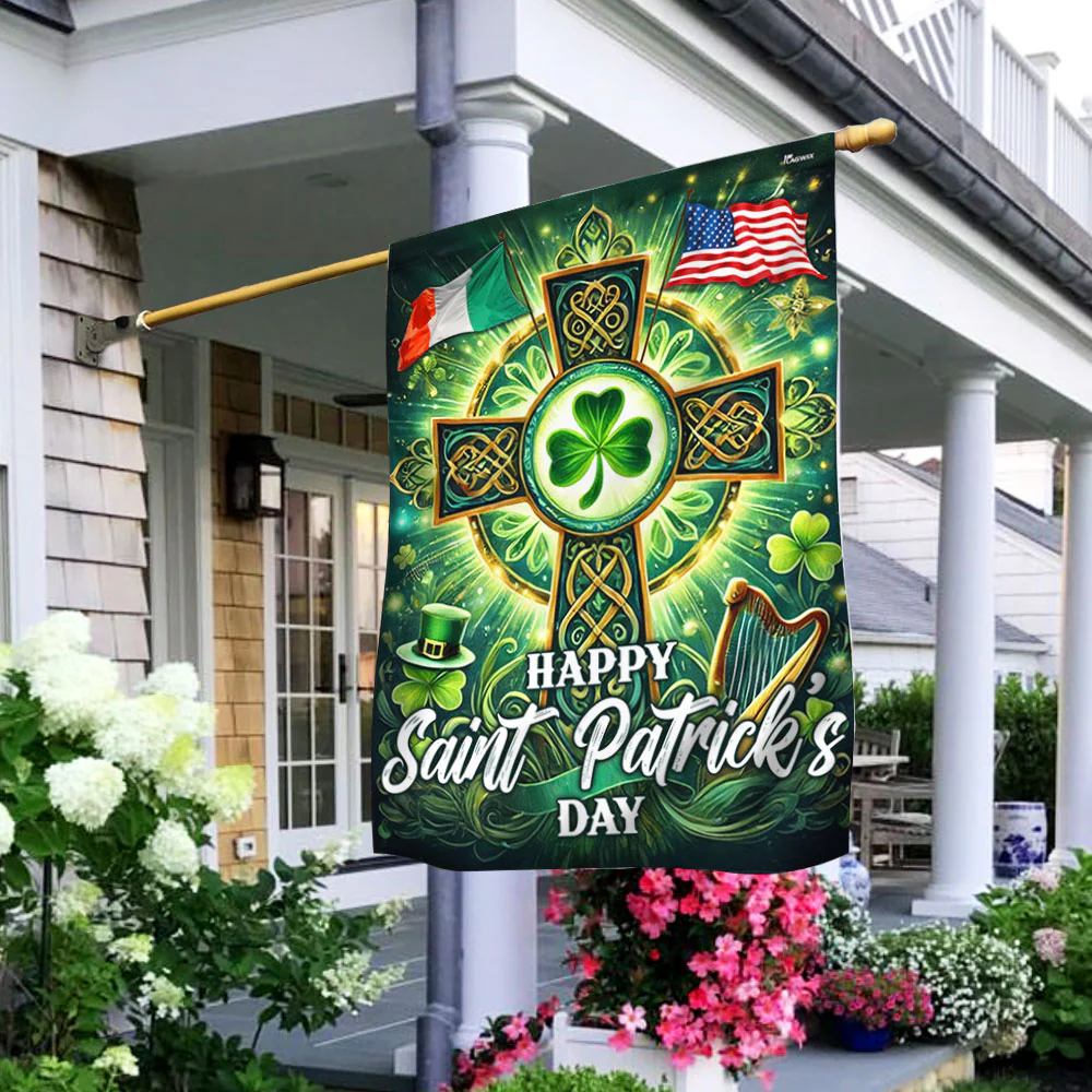 Irish Celtic Knot Cross St. Patrick’s Day Irish American Flag