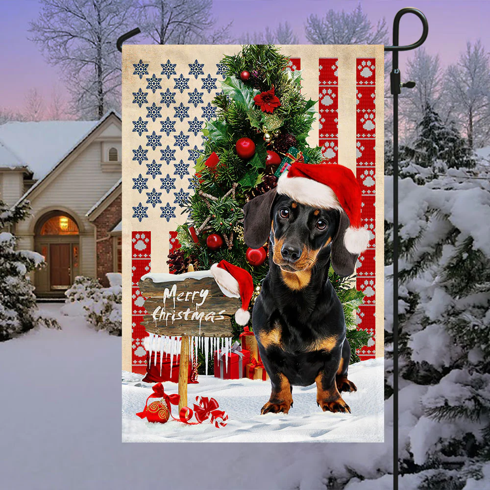 Dachshund Dog Christmas American Flag QNN556FV2