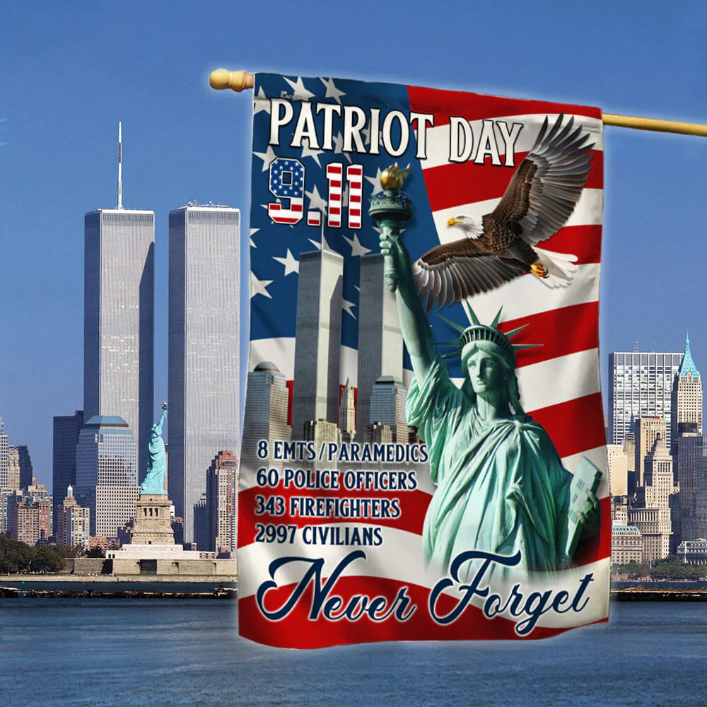 Never Forget Patriot Day 9/11 Memorial American Flag