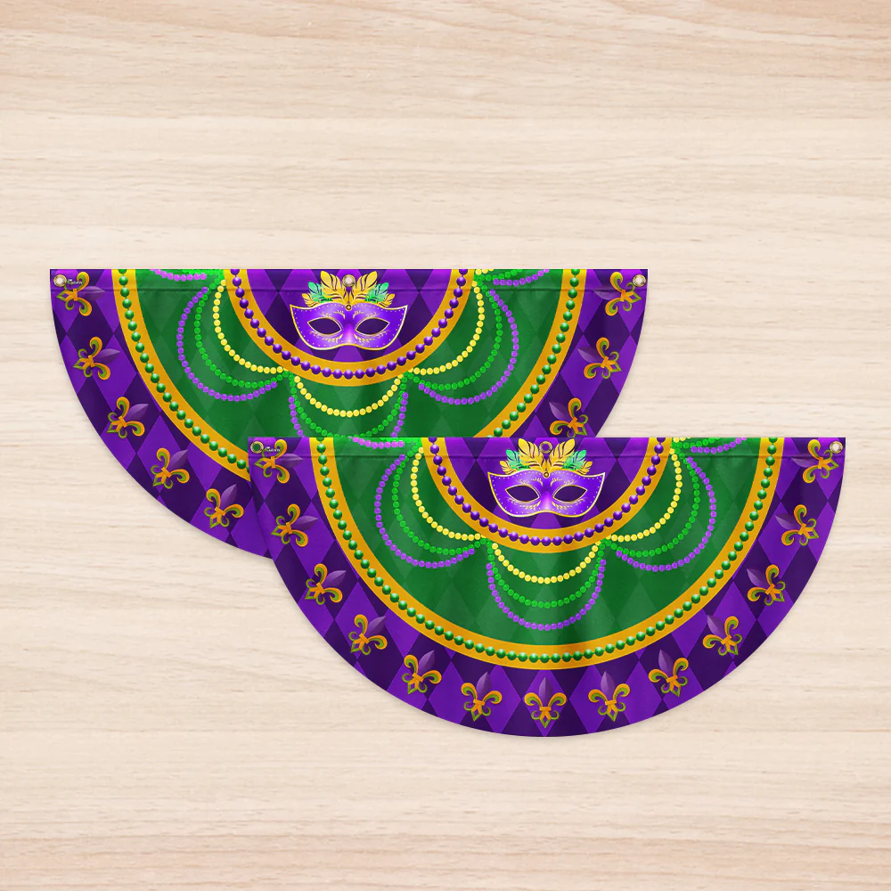 Mardi Grass Mask of Carnival, Non-Pleated Fan Flag