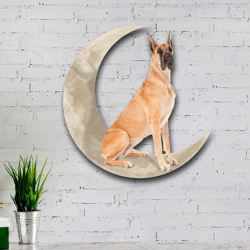 Great Dane Dog And Moon Hanging Metal Sign QNK879MSv34b