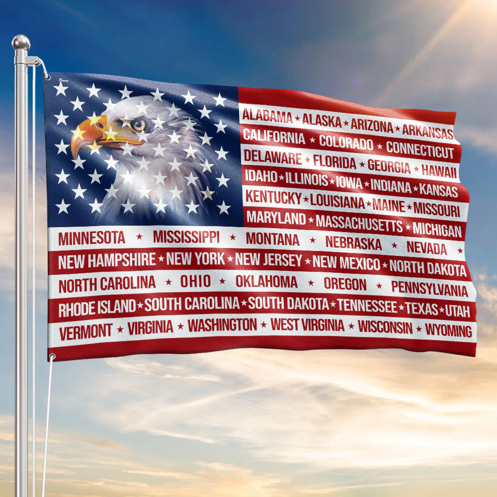 Patriotic United States America Grommet Flag, States Flag 250 Years