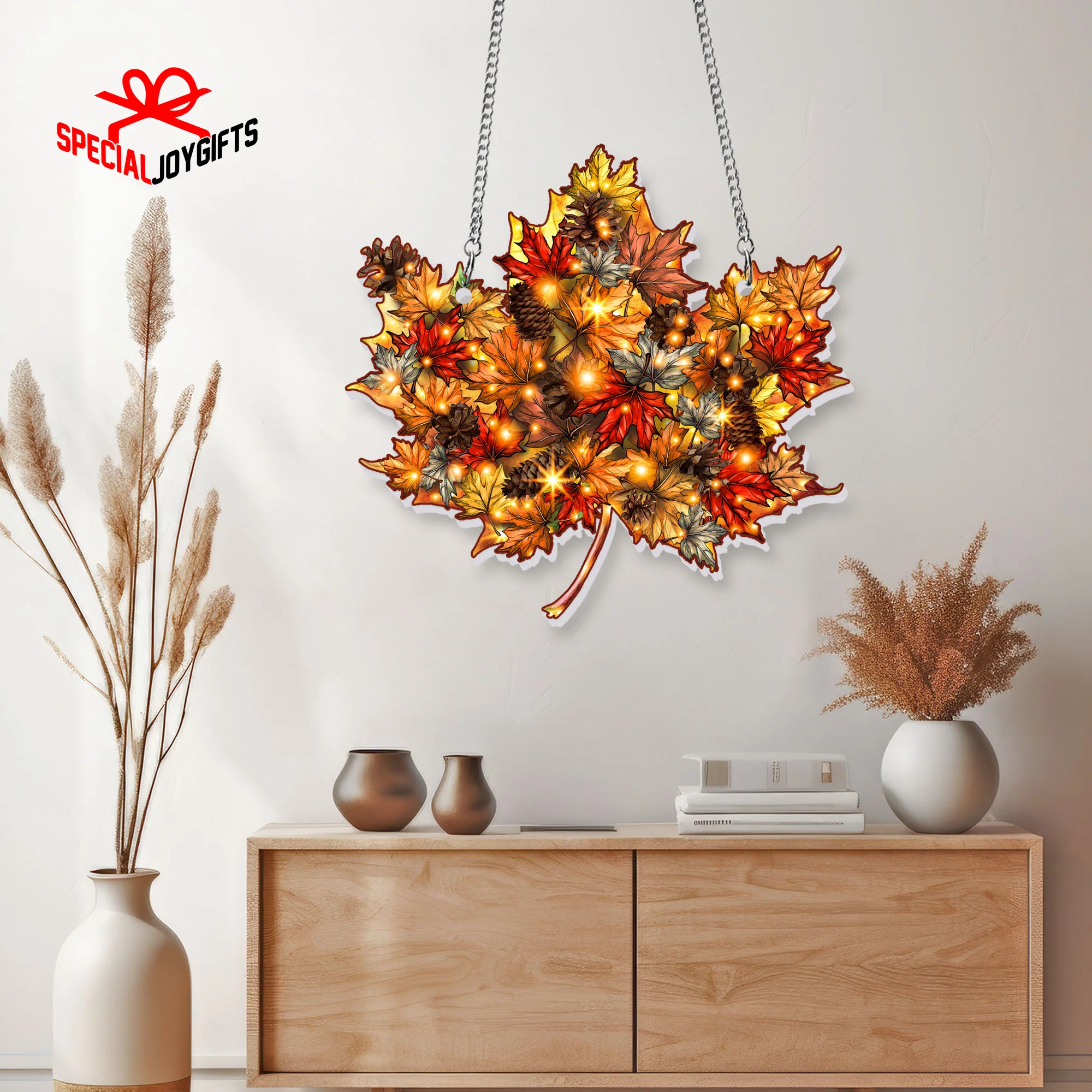 Fall Maple Leaf Suncatcher - Autumn Window Hanging for Home Decor