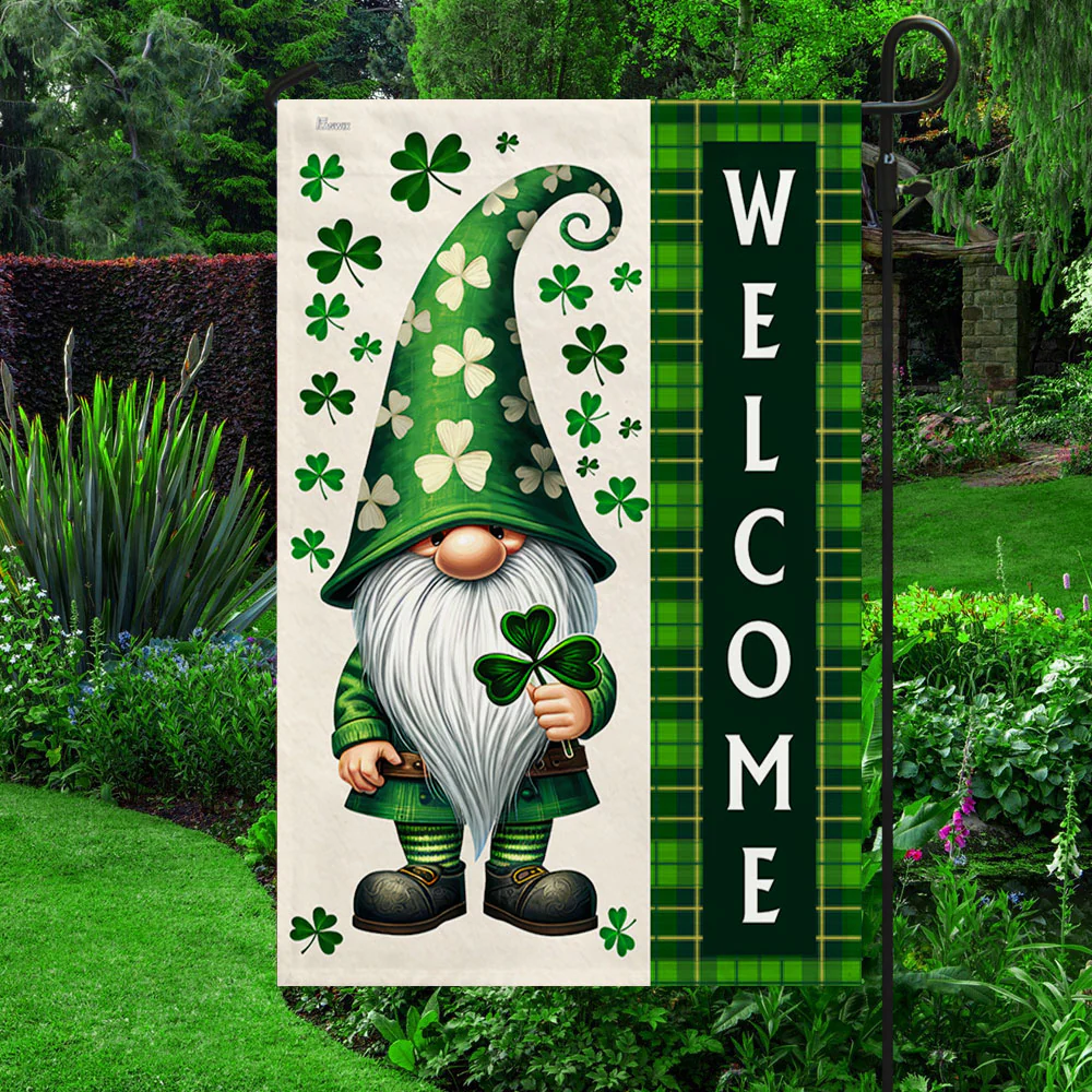 Bimipi  Irish Gnome St Patrick's Day Shamrock Flag