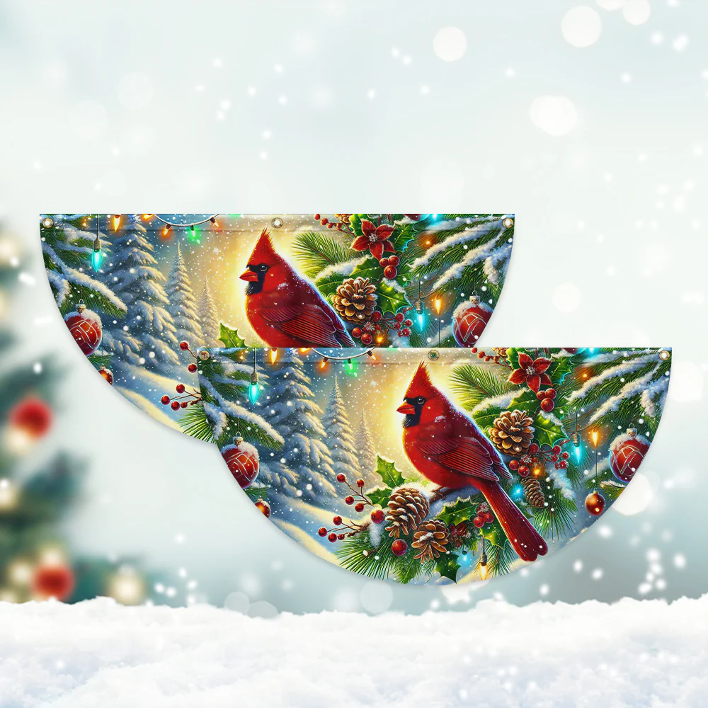 Cardinal Winter Christmas Non-Pleated Fan Flag
