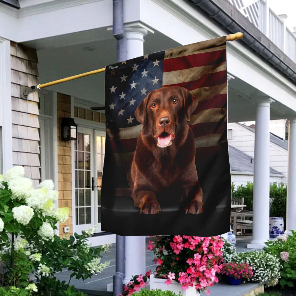 Chocolate Labrador American Flag 3-Day Shipping