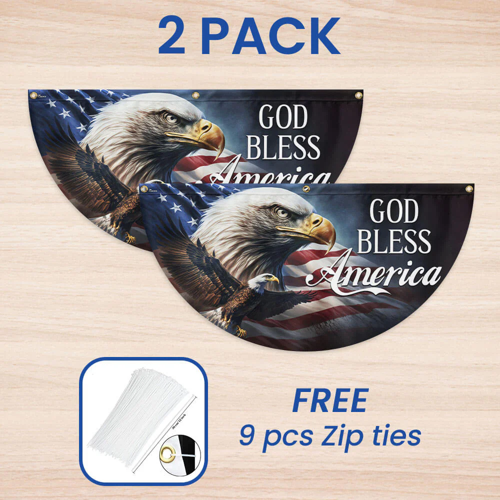 God Bless America Eagle Patriotic Non-Pleated Fan Flag