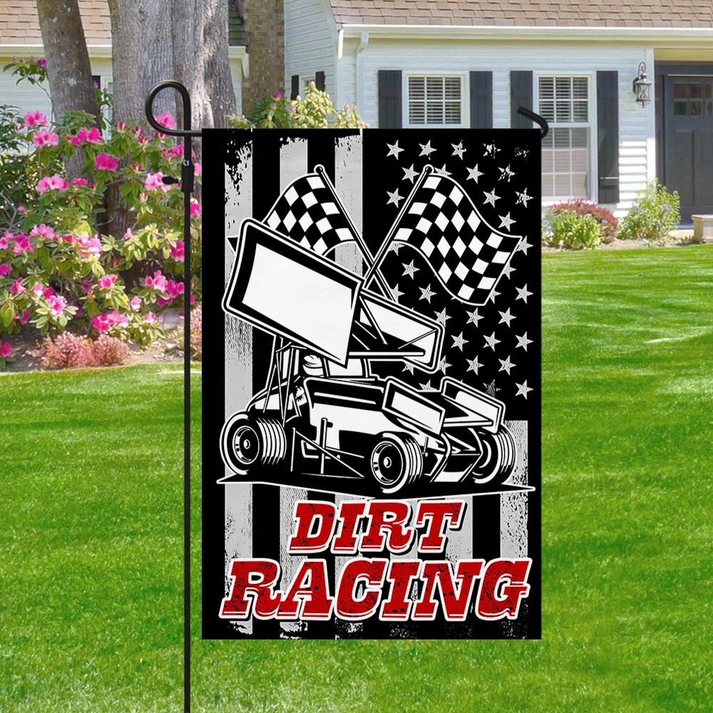 Dirt Racing Sprint Car American Flag