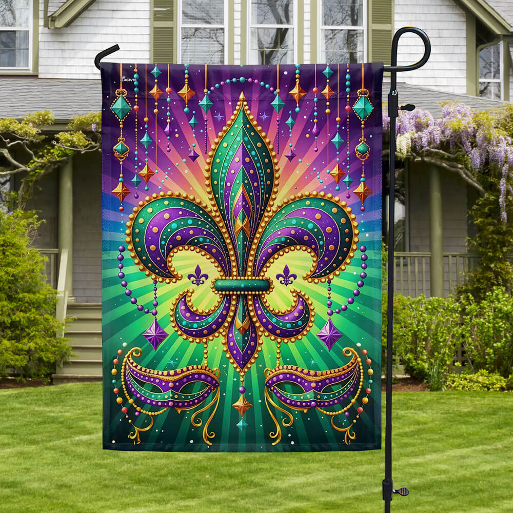 Louisiana Mardi Gras Fleur de Lis Flag