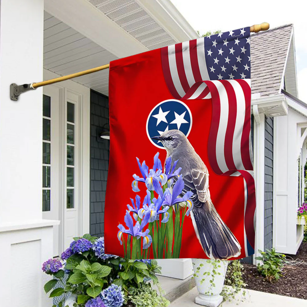 Tennessee State Mockingbird and Iris Flower Flag 3-Day Shipping