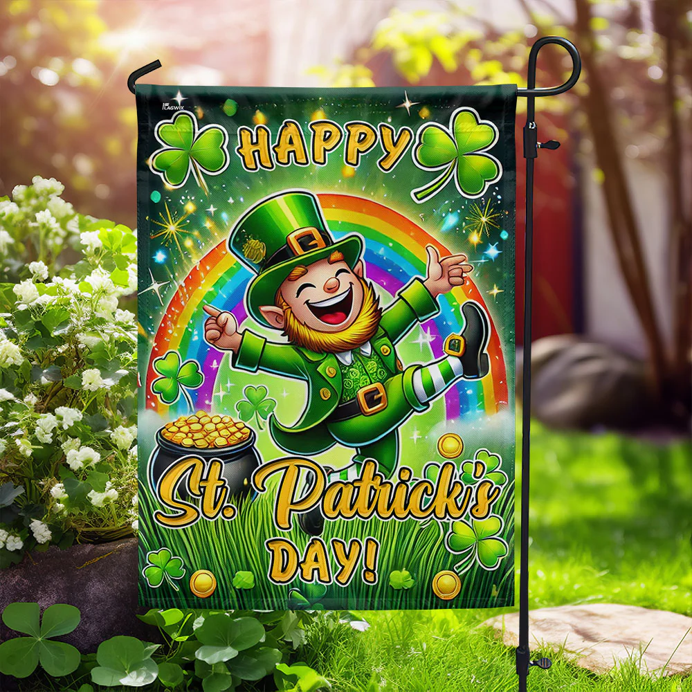 Happy Saint Patrick's Day Irish Ireland Leprechaun Flag
