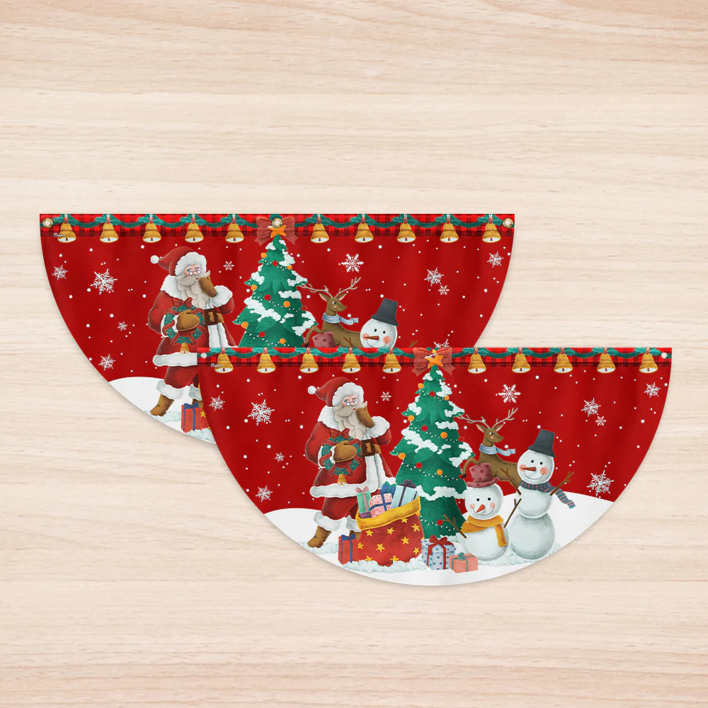 Christmas Santa Claus and Snowman Merry Christmas Non-Pleated Fan Flag