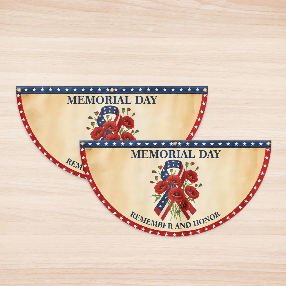 Memorial Day Remember And Honor Non-Pleated Fan Flag