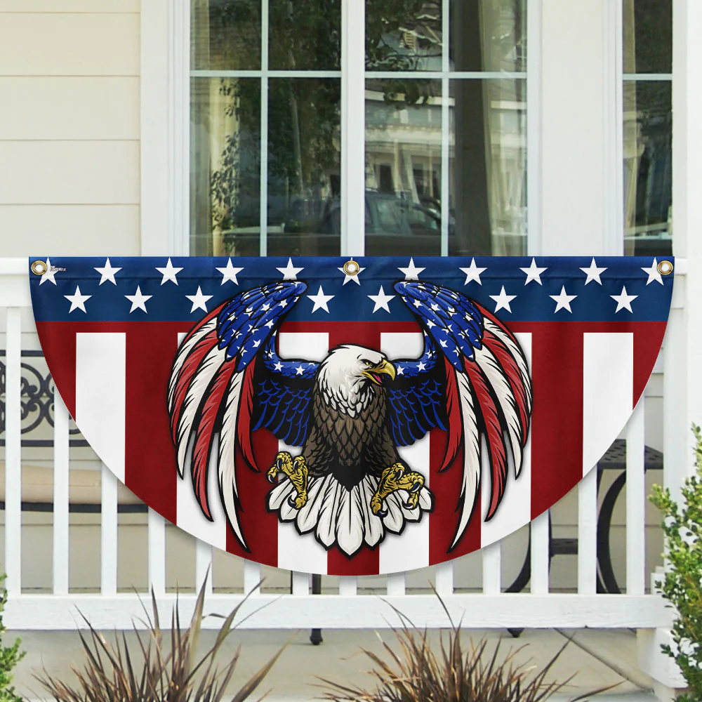 American Bald Eagle Patriotic Non-Pleated Fan Flag