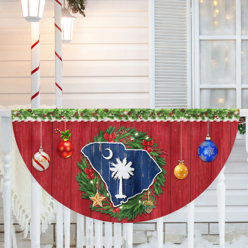 South Carolina Christmas Non-Pleated Fan Flag