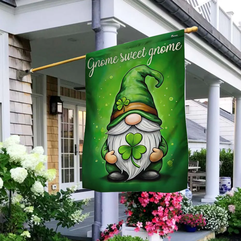 Irish St. Patrick's Day Gnome Sweet Gnome Flag