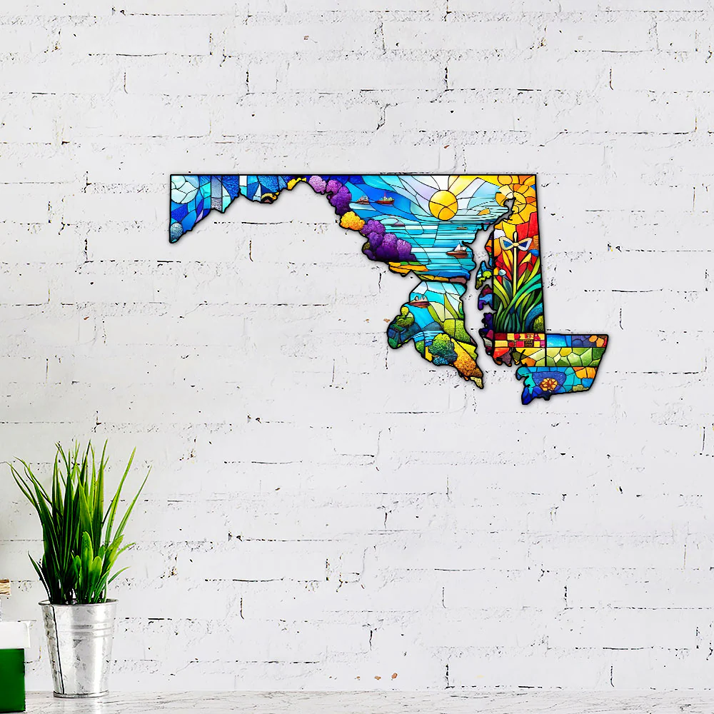 Maryland Map Hanging Metal Sign