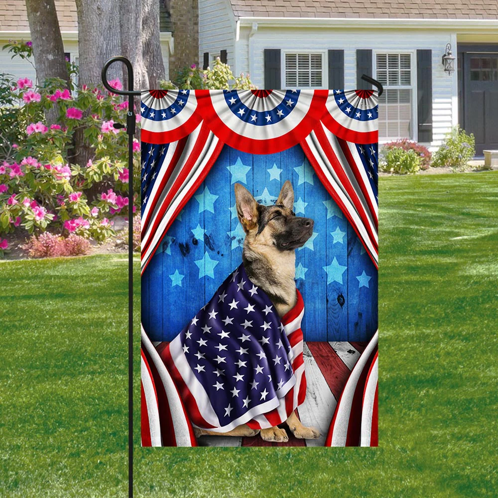 Bimipi American Flag - Happy 4th Of july German Shepherd Patriotic Dog American Flag Wrapped in Glory TPT898Fv2