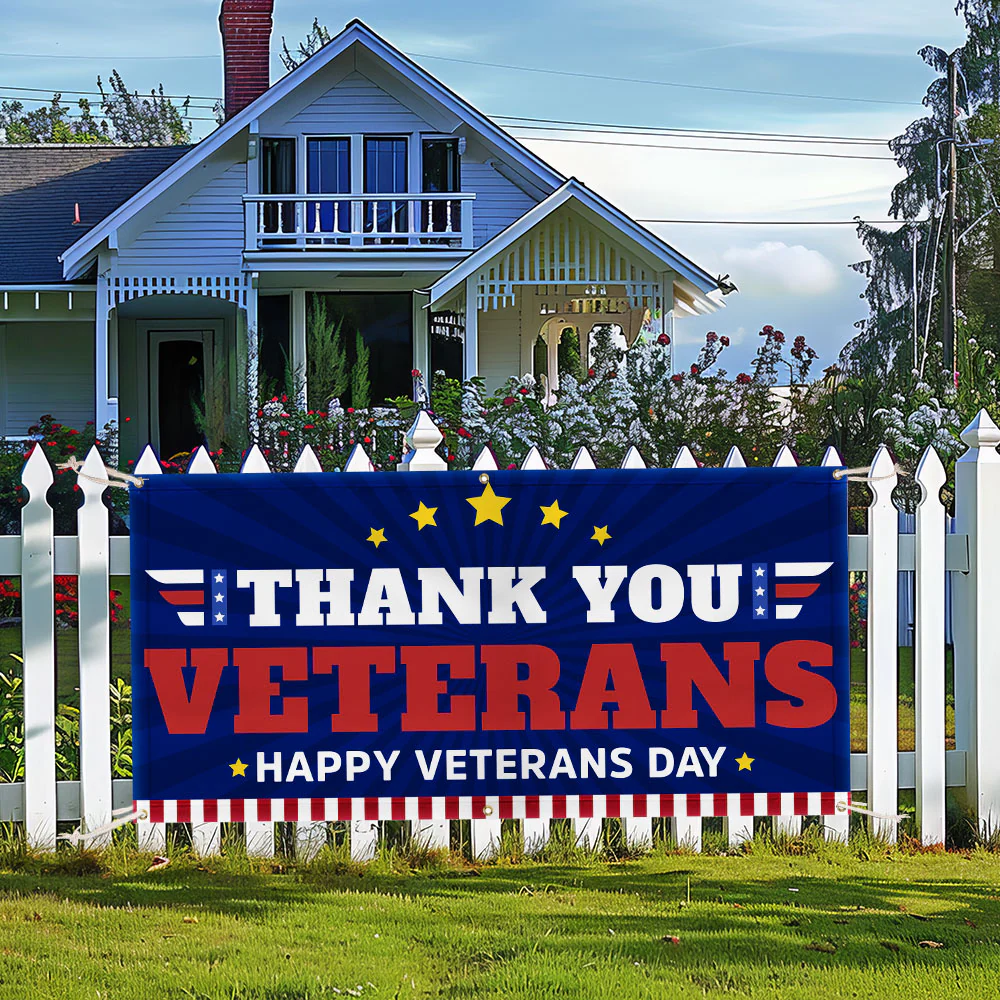 Thank You Veterans Happy Veterans Day Fence Banner
