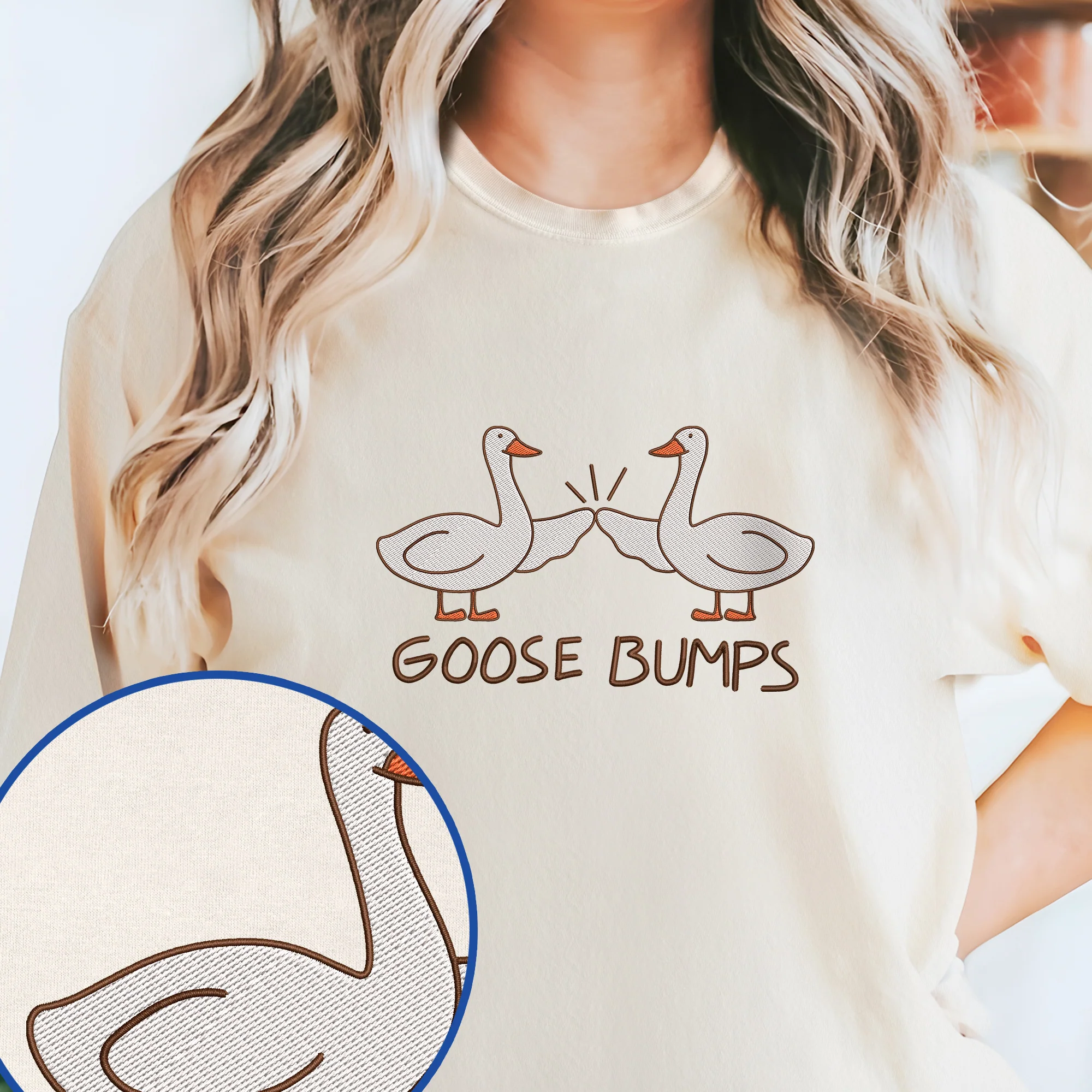 Goose Bumps Funny Embroidered T-Shirt