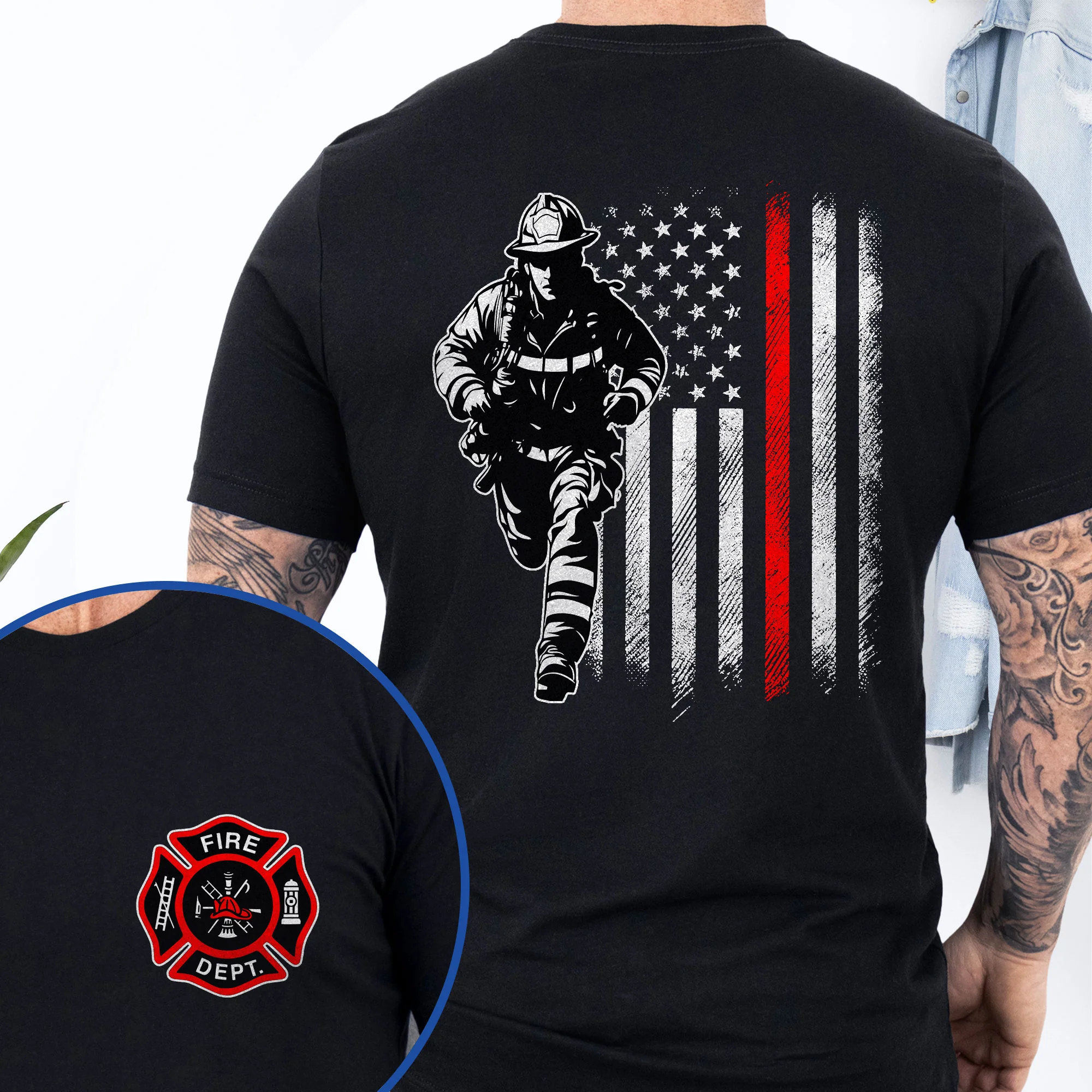 US Firefighter The Thin Red Line T-shirt