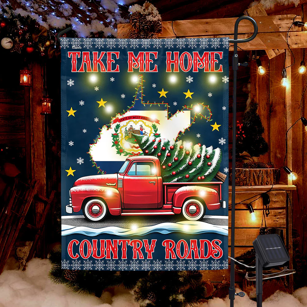 West Virginia Christmas Take Me Home Country Roads Christmas Solar Led Garden Flag
