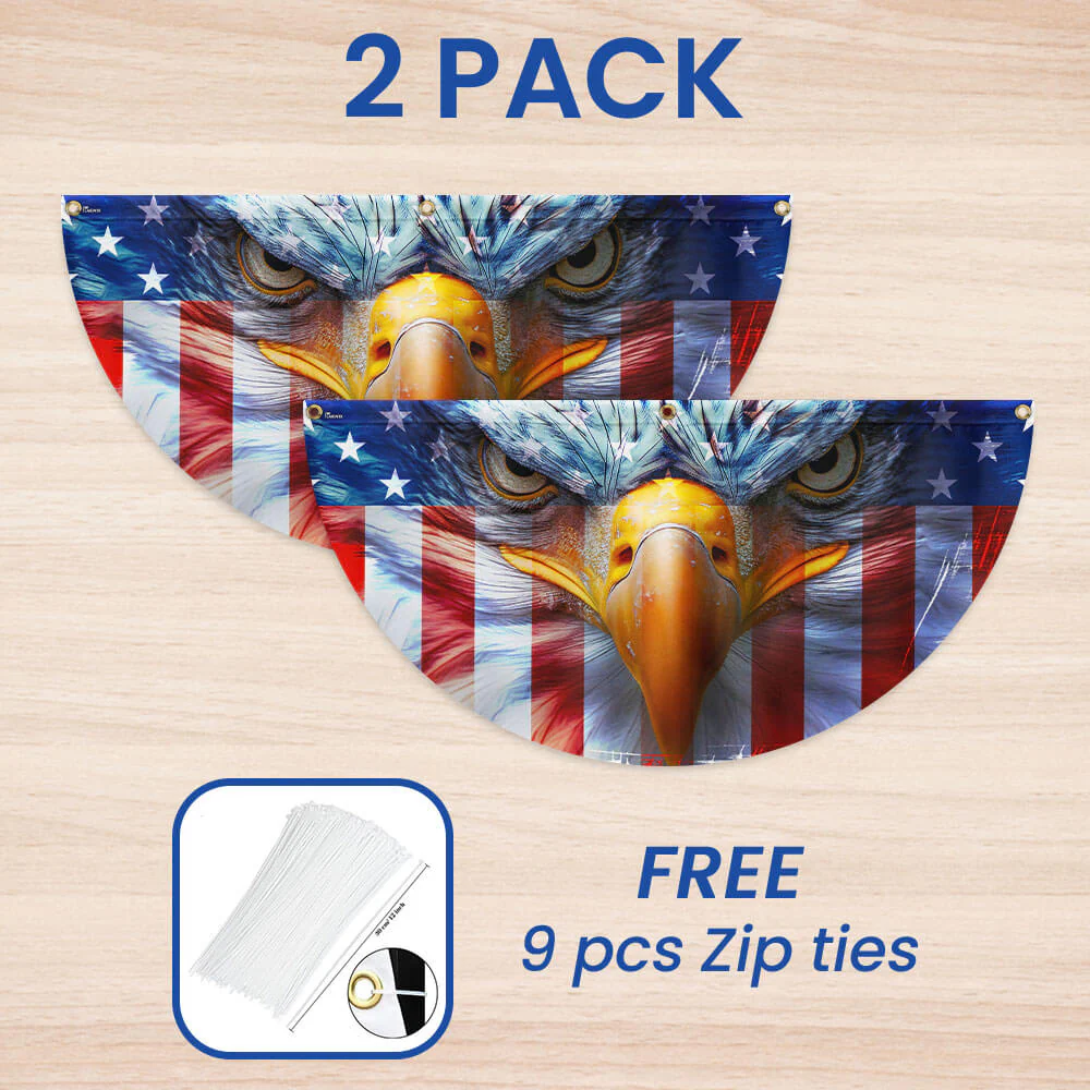 Bimipi American Flag - Happy 4th of july, Patriotic Eagle American Non-Pleated Fan Flag