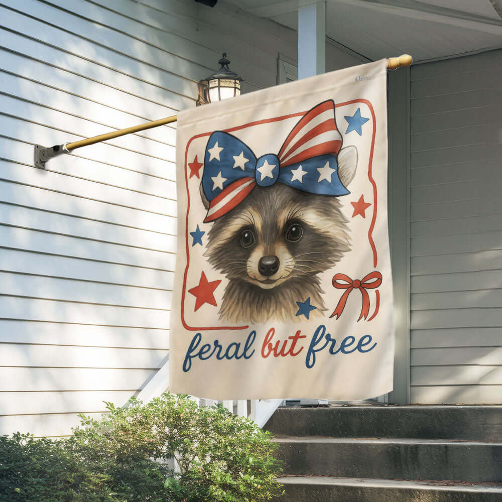 Bimipi American Flag - Patriotic Raccoon Feral But Free Funny 4th Of july Flag