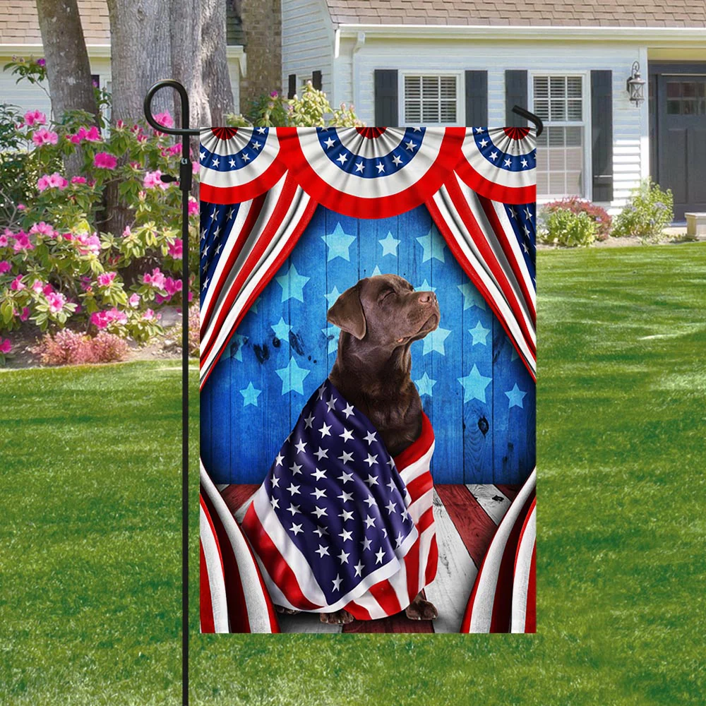 Bimipi American Flag - Happy 4th Of july. Chocolate Labrador Retriever American Flag Wrapped in Glory