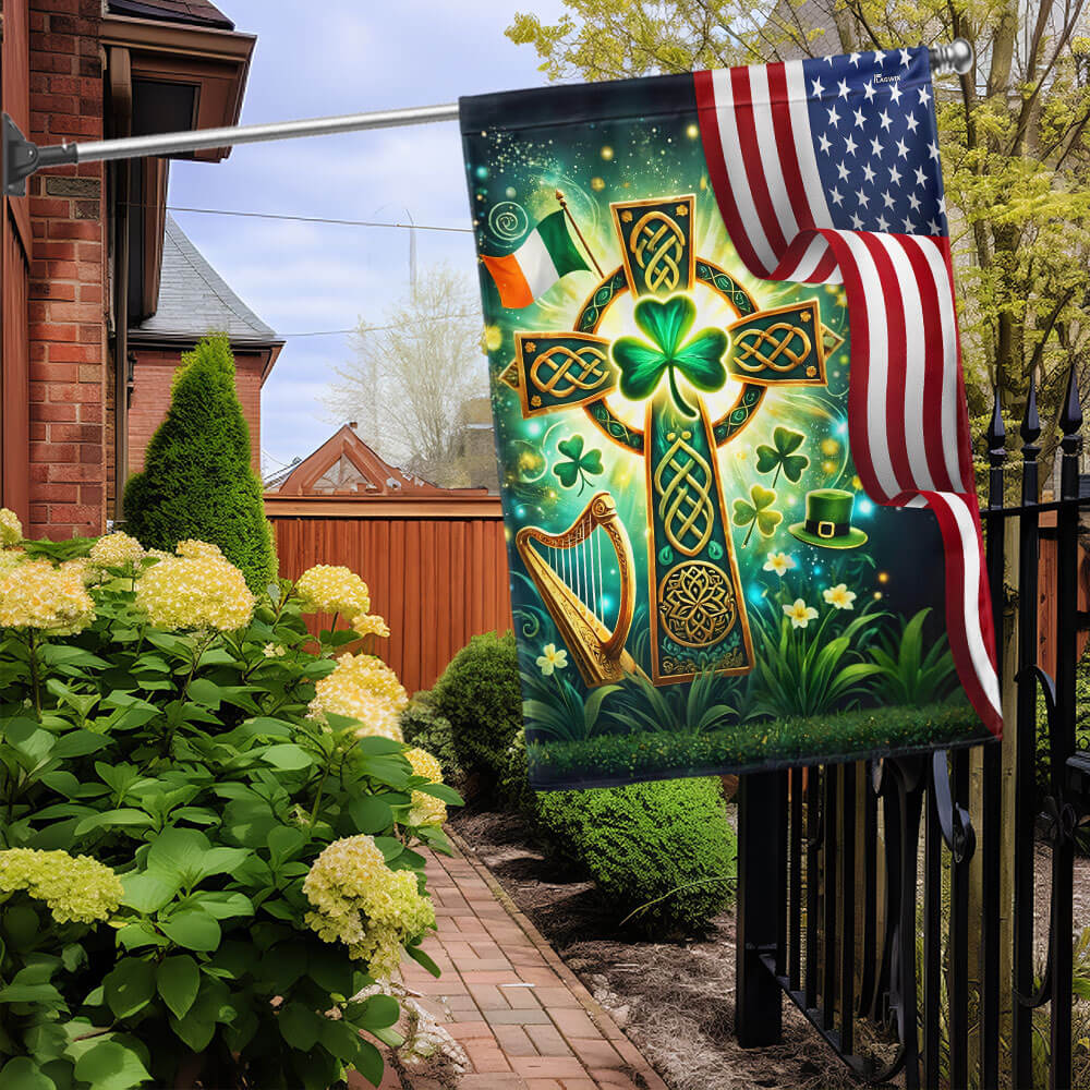 Irish Celtic Knot Cross St. Patrick’s Day Irish American Flag