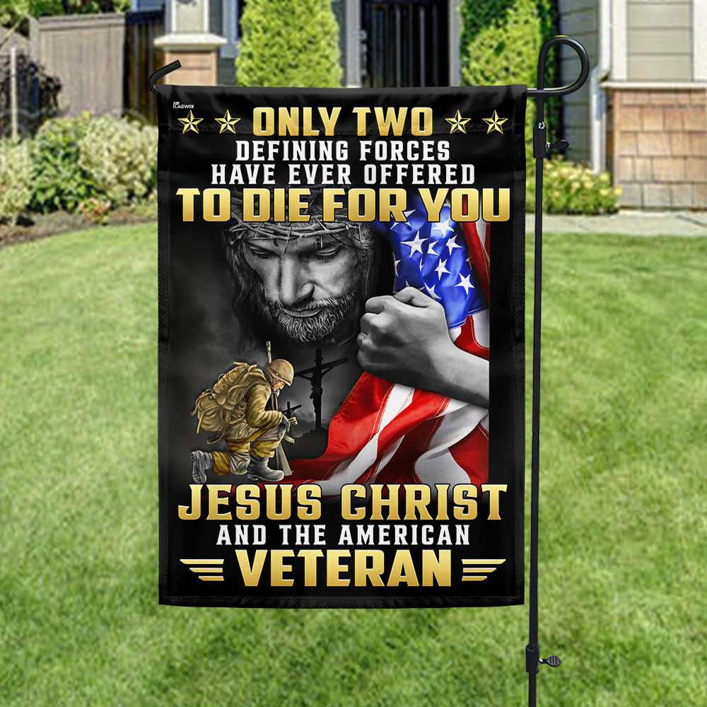 Veteran Flag Only Two Defining Forces Have Ever Offered to Die for You Jesus Christ and the American Veteran Patriotic Veterans Day American Flag