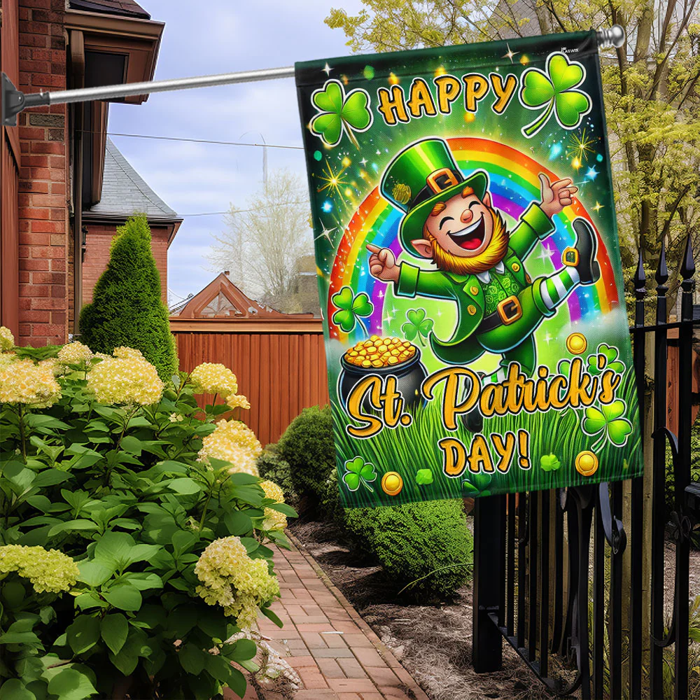 Happy Saint Patrick's Day Irish Ireland Leprechaun Flag