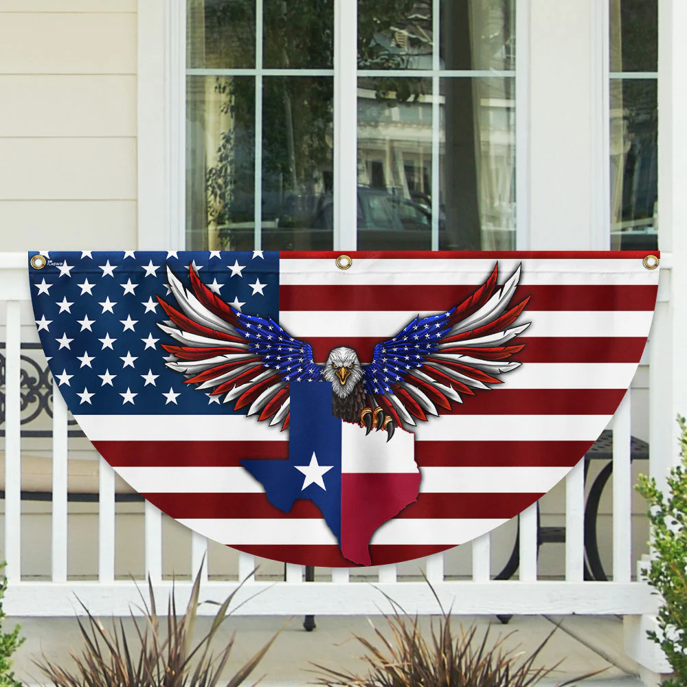 Texas Patriotic Eagle American Non-Pleated Fan Flag