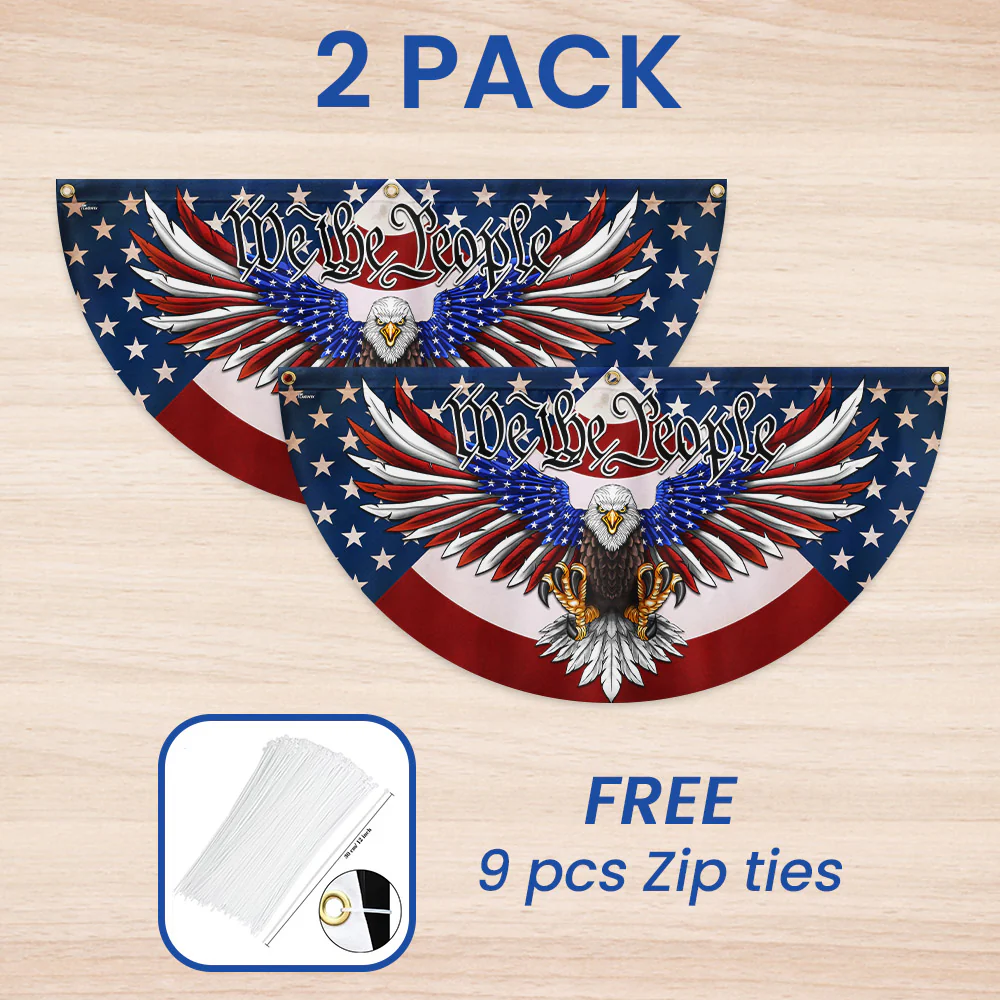 We The People Patriotic Eagle Non-Pleated Fan Flag