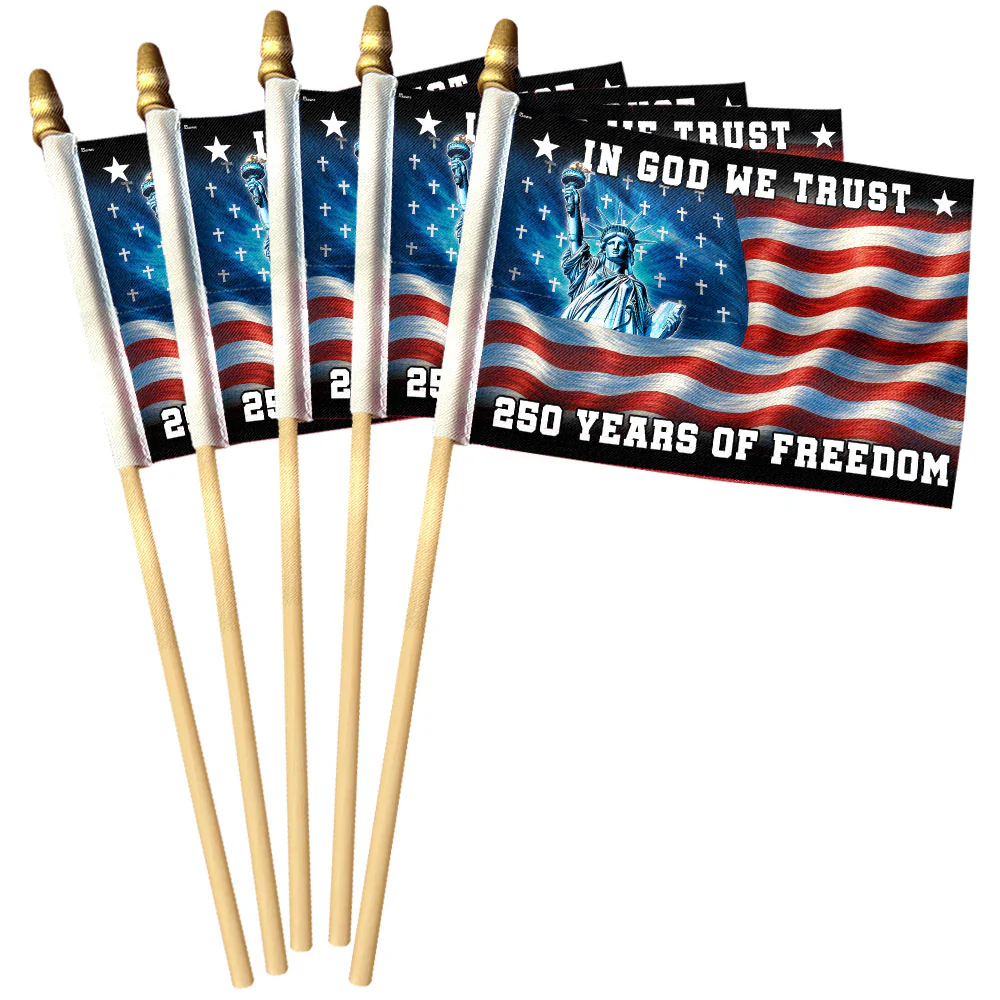 American 250 Years of Freedom Flag, God Bless Patriotic Handheld Flag