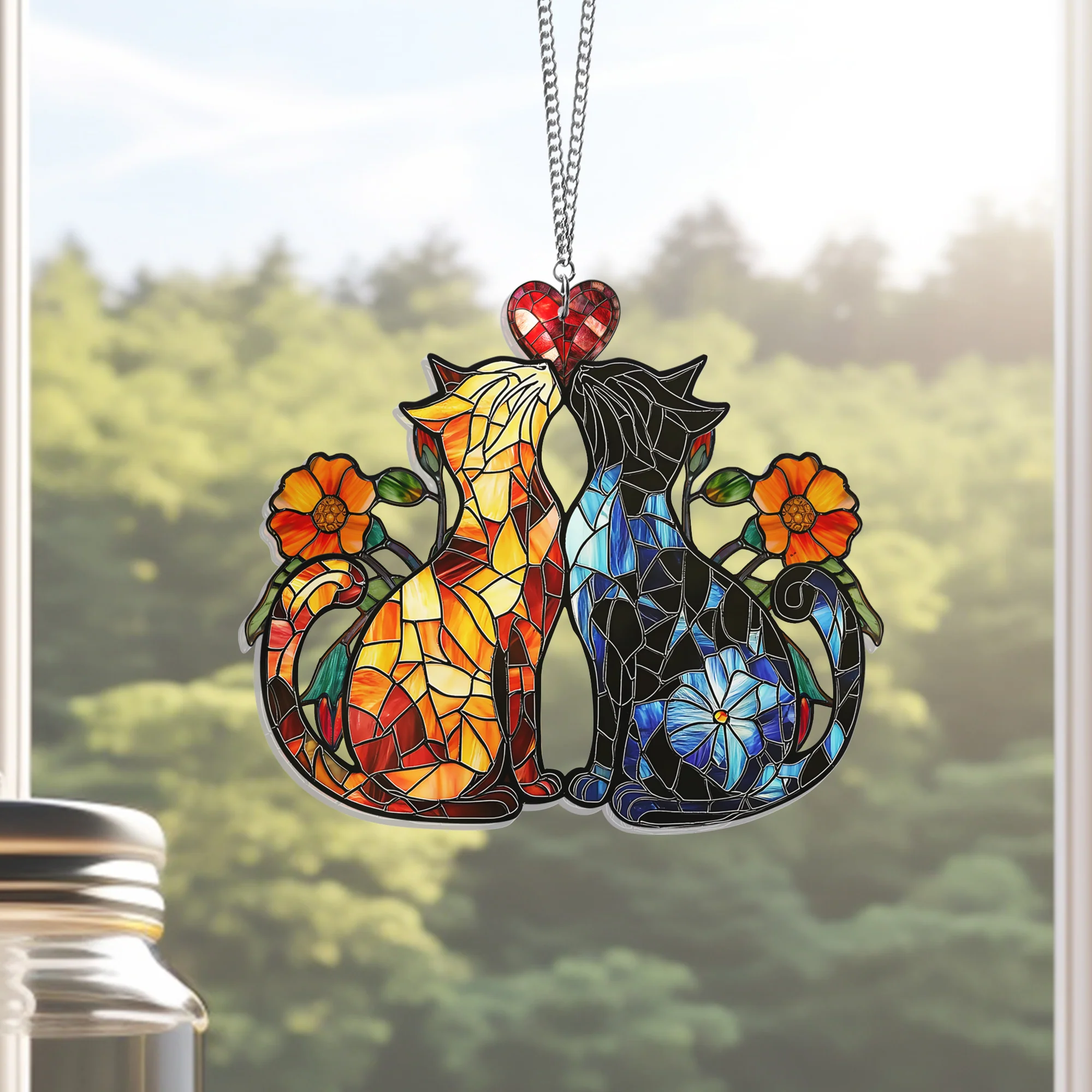 Valentine’s Day Gifts Cat Couple Acrylic Suncatcher Hanging Sign