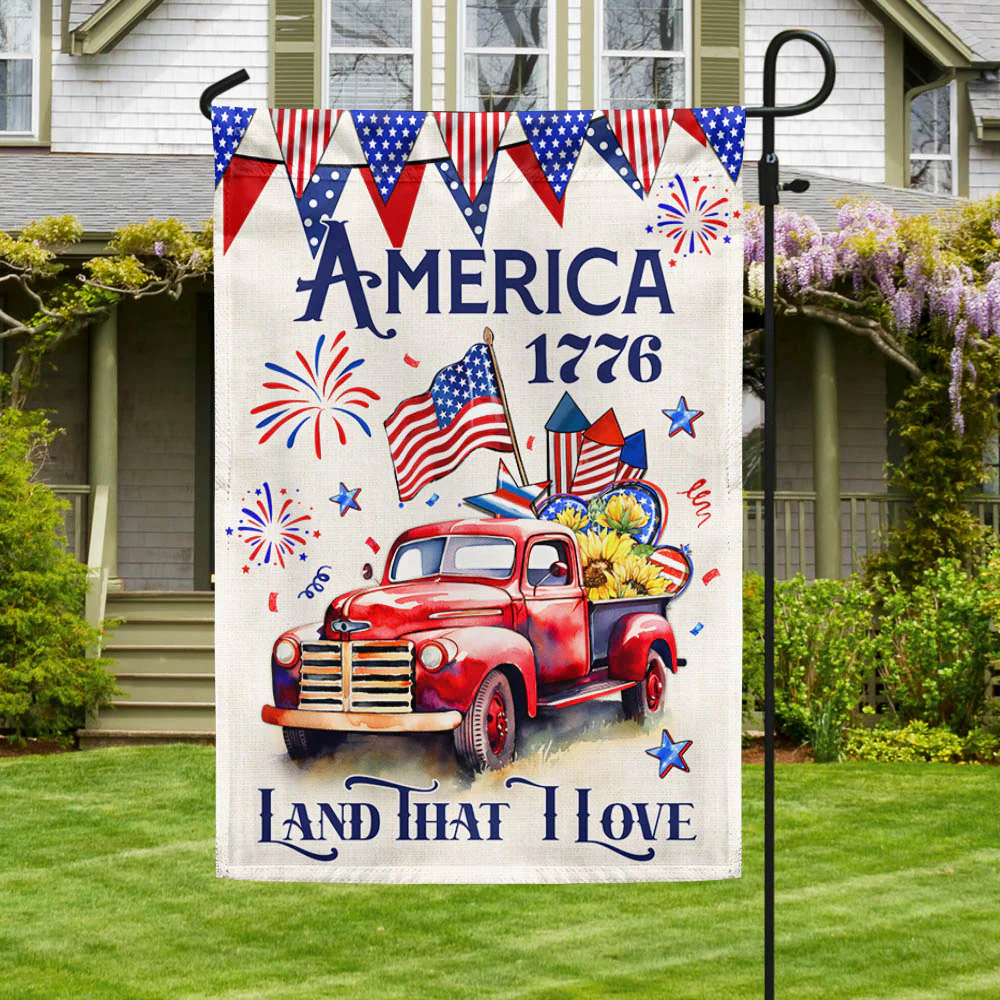 Bimipi American Flag - 4th Of july Truck America 1776 Land That I Love Flag