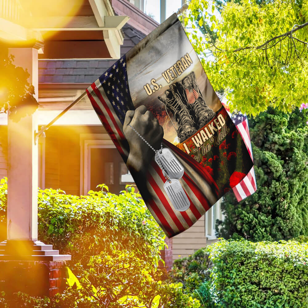 US Veteran Flag I Walked the Walk Patriotic Veterans Day American Flag