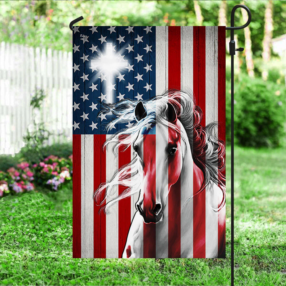 Horse Cross American Flag LHA1528Fv6