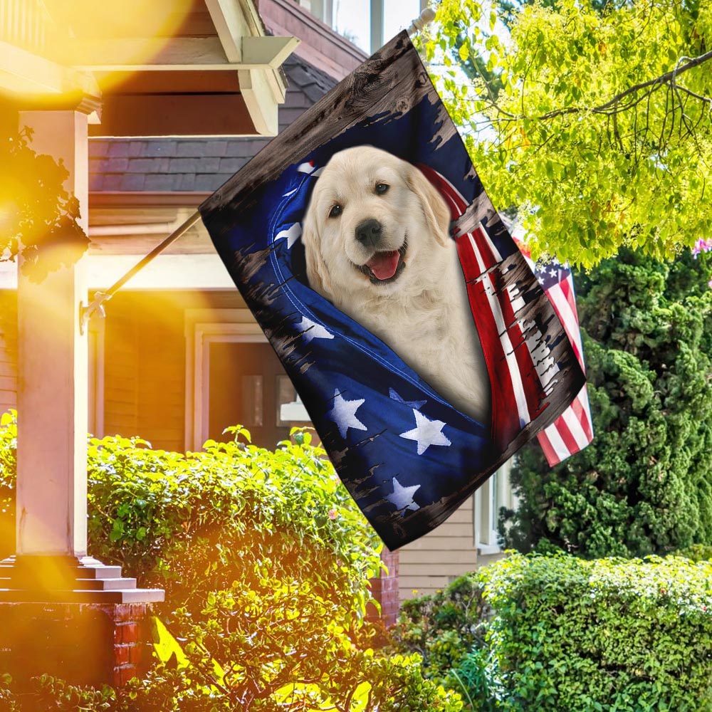Golden Retriever American Flag