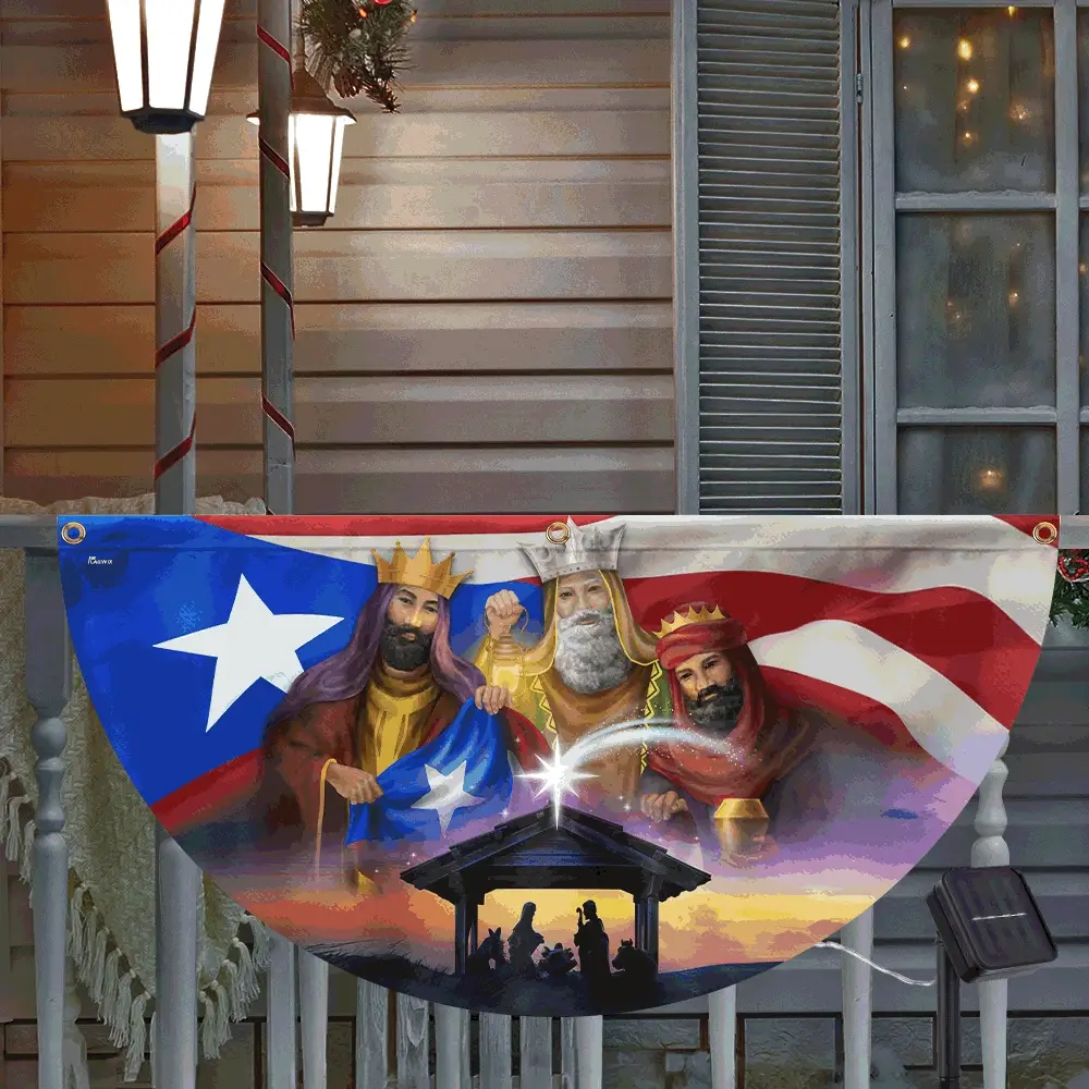 Three Kings, Three Wise Men, Nativity Of Jesus, Puerto Rico Solar Led Fan Flag
