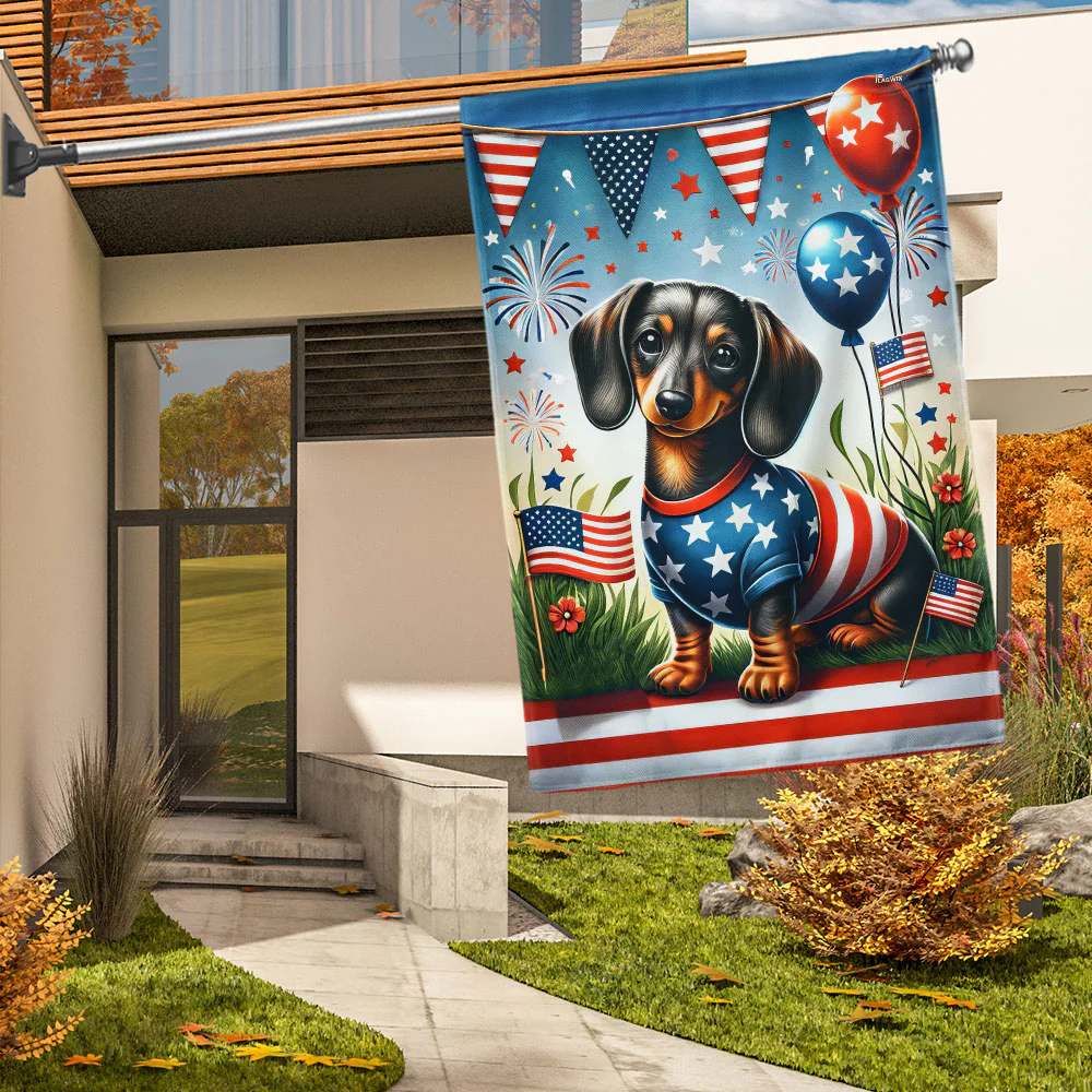 Bimipi American Flag - Dachshund Dog America 4th july Flag